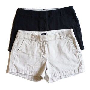 2 PAIR J Crew 3" Chino City Shorts 4 Black Khaki Bermuda